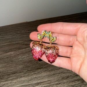 Strawberry Crystal Drop Earrings